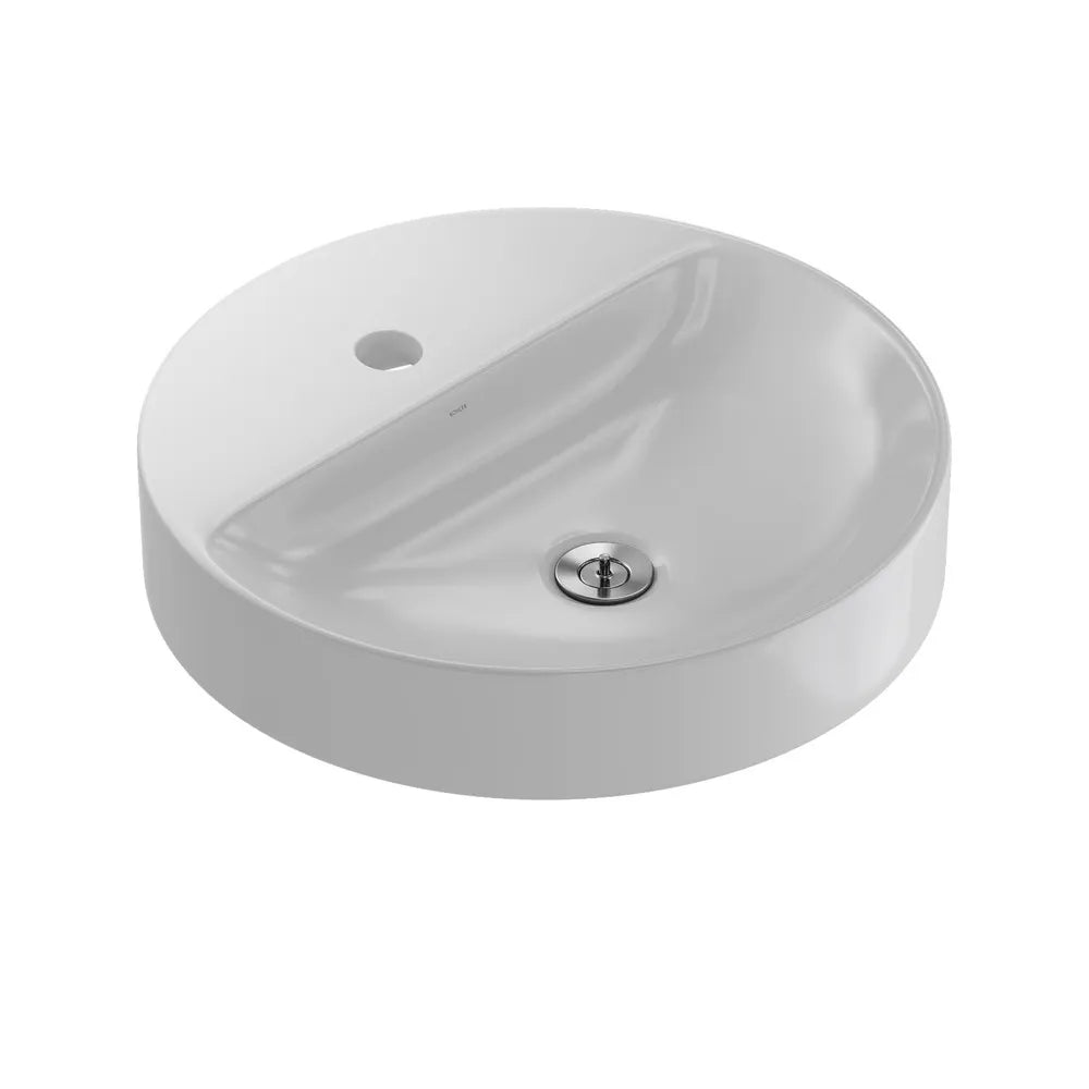 Cuba De Apoio Redonda Com Mesa Vox Flow 1 Furo 42Cm Branca - Kohler