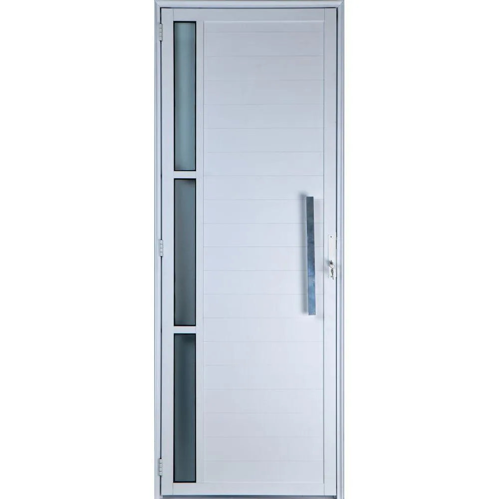 Porta Aluminio Lambril 210x90 Esquerda Vertical Com Puxador 67778 - Mugitec