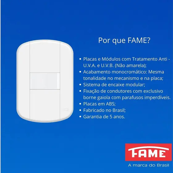 Placa 4 X 2 Saída De Fio 10MM 4010 Blanc Mais - Fame