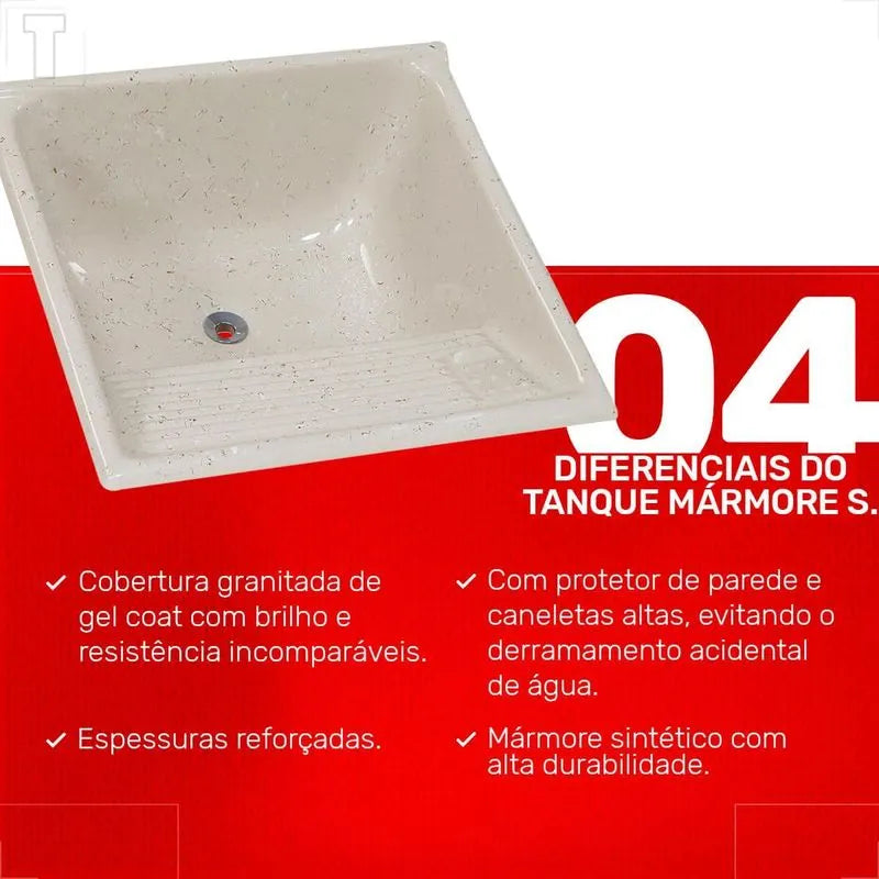 Tanque Sintético Bancada 60X60 Travertino - AJ Rorato