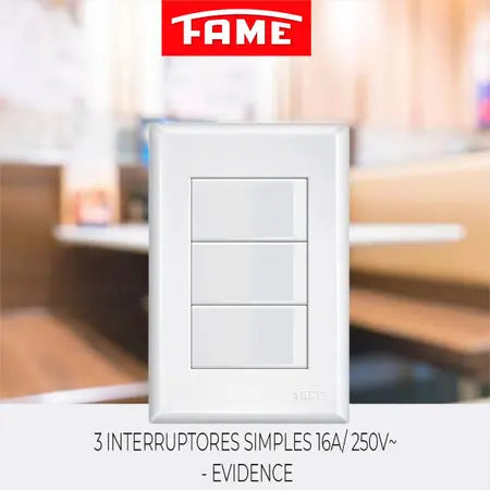 Interruptores 3 Simples 16A/ 250V 2907 Evidence - Fame