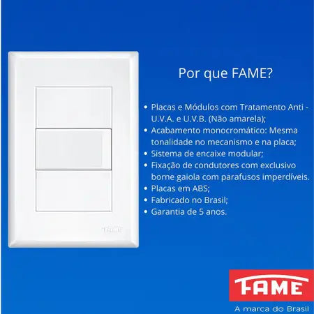Interruptor Simples 16A/250V 2896 Evidence - Fame
