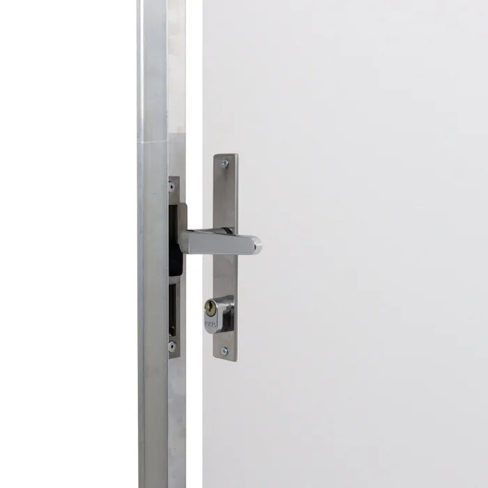 Porta Com Marco de Alumínio Lisa Branca Direita 212x85cm - Mgm