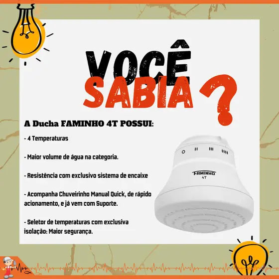 Ducha Faminho 4T 220V Sem Braço- Fame