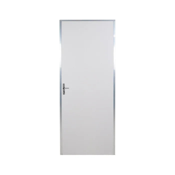 Porta Com Marco de Alumínio Lisa Branca Direita 212x85cm - Mgm