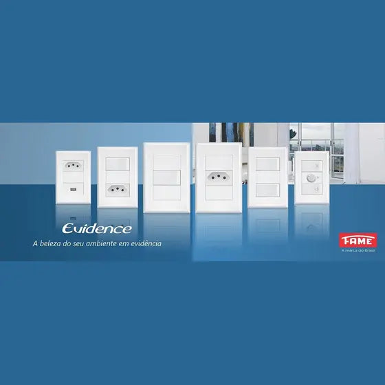 Interruptor Simples 16A/250V E Tomada 2P+T 10A/250V Distanciados 2917 Evidence - Fame