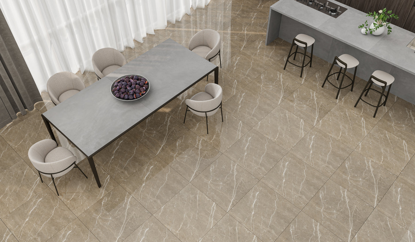 Piso Calabria Brown Polido 75X75 - Lume