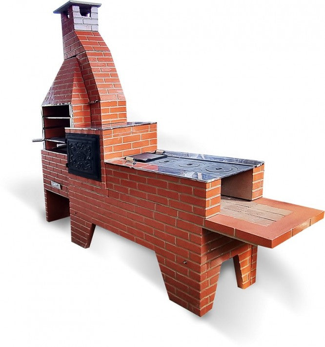 Fogão a Lenha 3X1 3 Bocas com Forno,Churrasqueira Média Tijolo Ceramica - Torres Grill