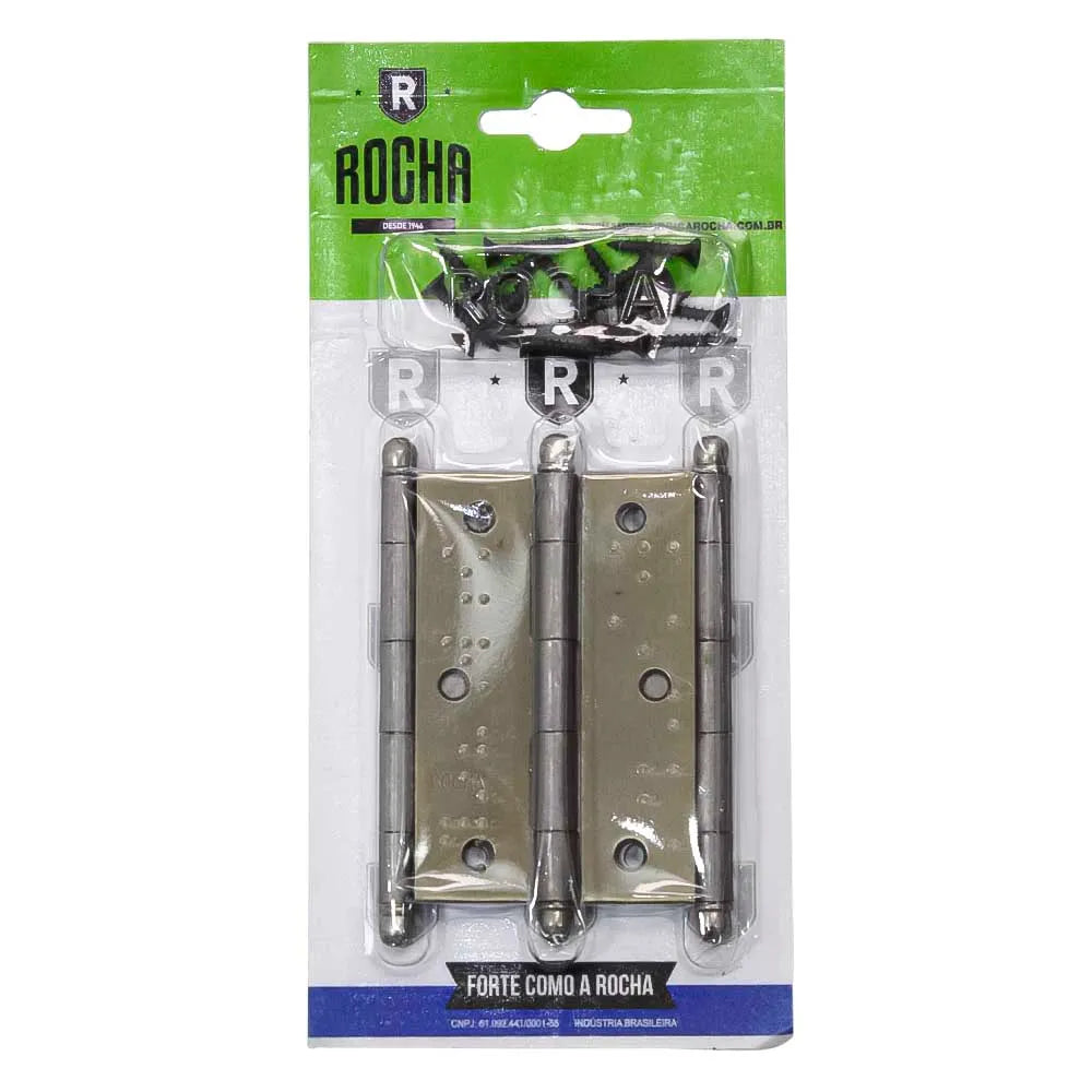 Dobradiça Galvonizada FG 3 Para Porta 3 Peças - Rocha