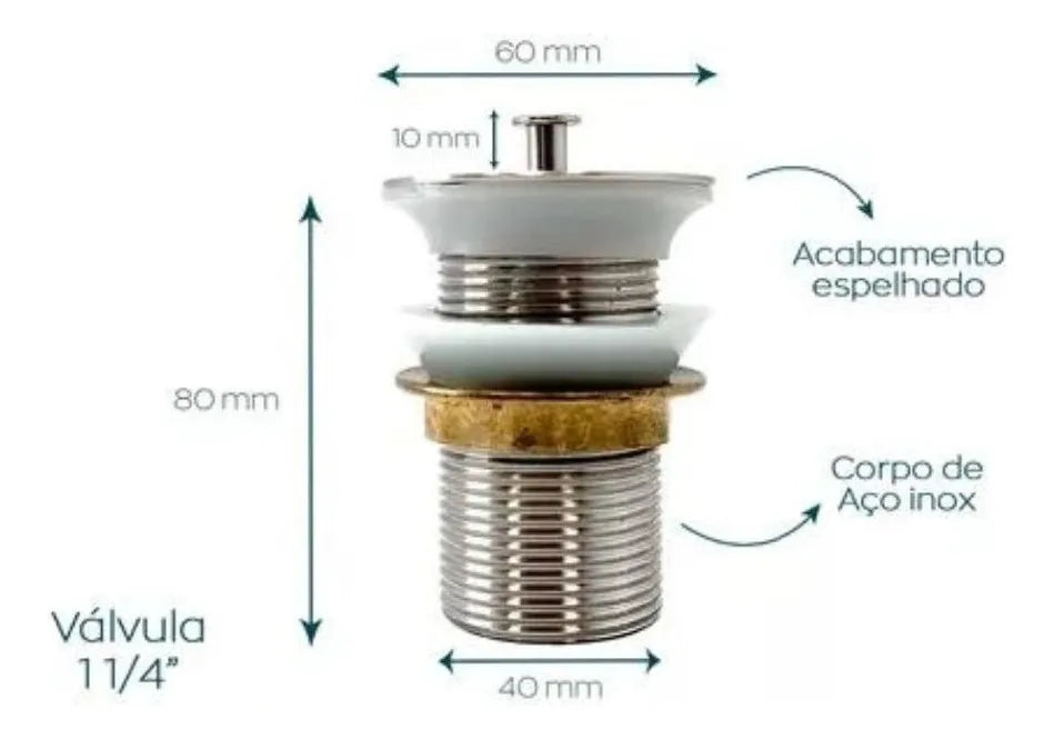 Valvula Para Lavatorio Universal 11/4 Plastico + Inox - FLVX