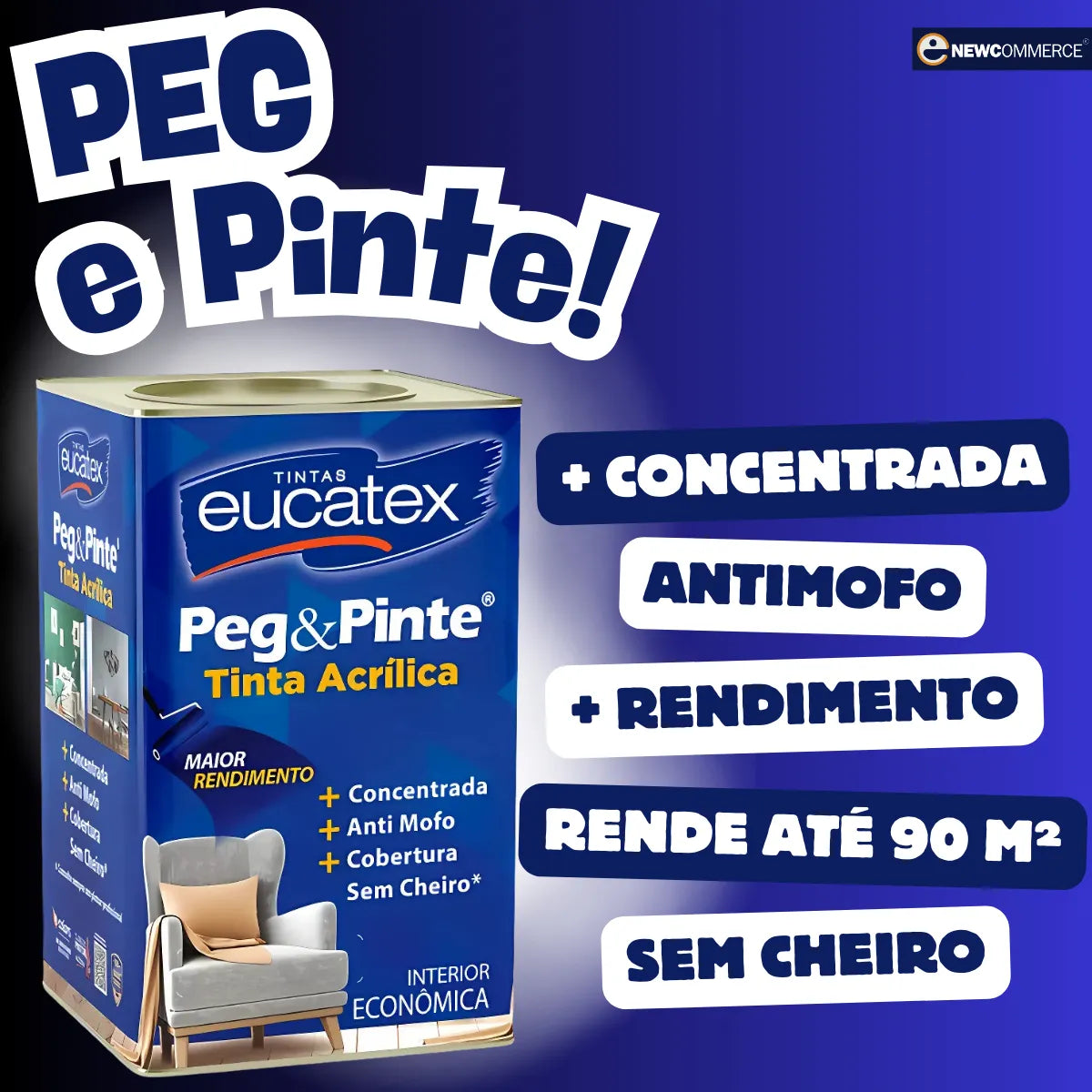 Tinta Acrílica Peg & Pinte 18L Amarelo Canário - Eucatex