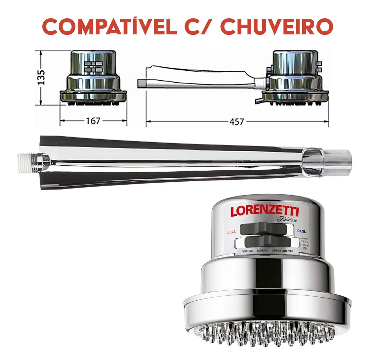 Braço Para Chuveiro Cromado 016 - Lorenzetti