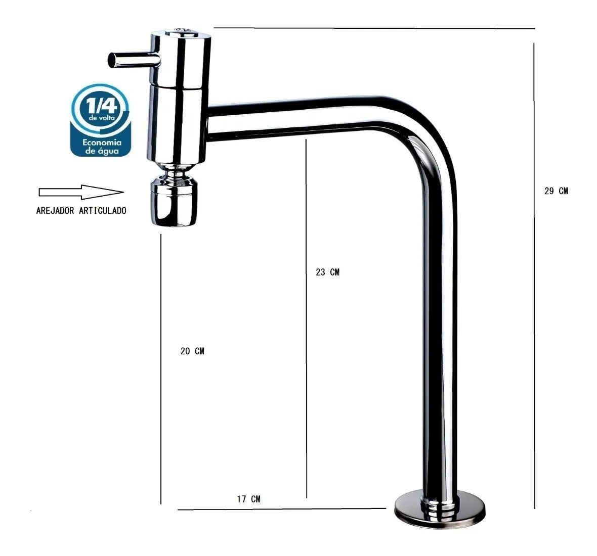 Torneira Para Pia Bica Móvel Alta Mesa 2152 1/2 Com Arejador - Kelly