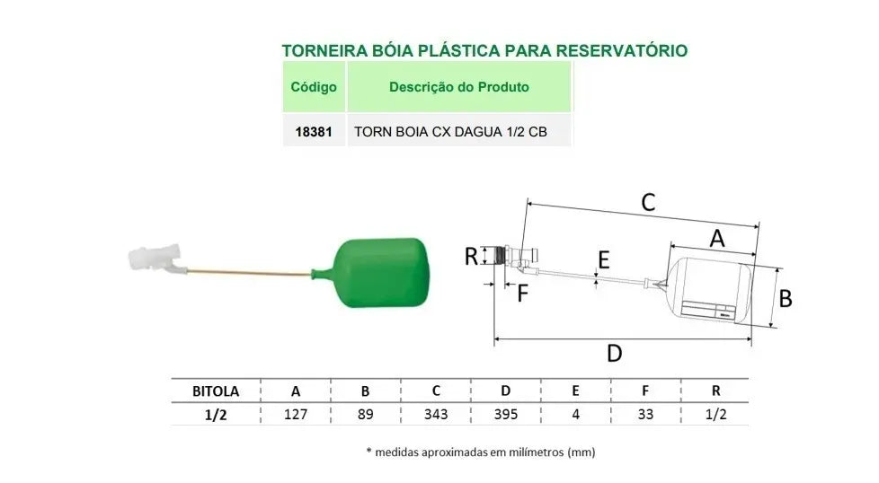 Torneira Boia 1/2 Para Caixa D"Agua - Amanco