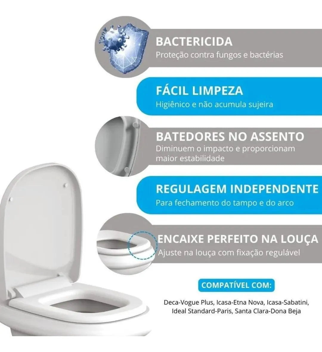 Assento Sanitario SabatiniI Soft Close Branco - Tupan