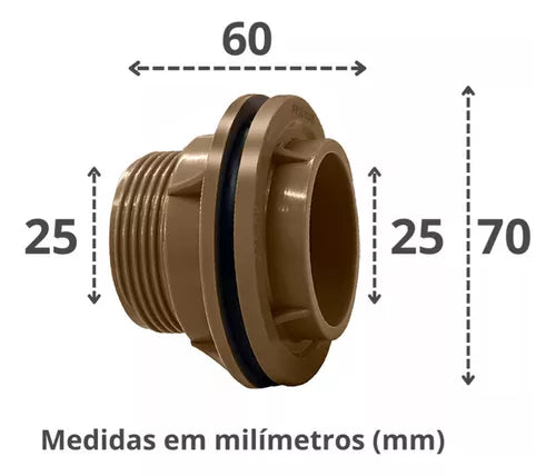 Adaptador Flange 25mm 3/4 para caixa d'água - Tubozan