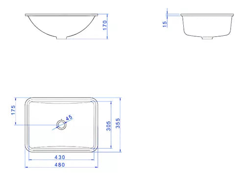 Cuba De Embutir Retangular L375 Branco 48x36cm - Deca