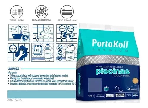 Rejunte Para Piscina Aqua Flex Azul Celeste 4 Kg - Portokoll
