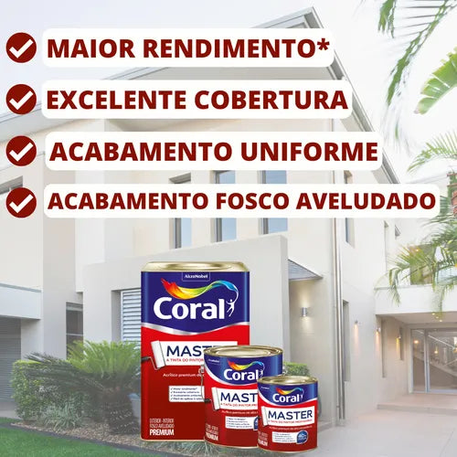 Tinta Acrílica Fosca Master Premium Interno e Externo 18L -Coral