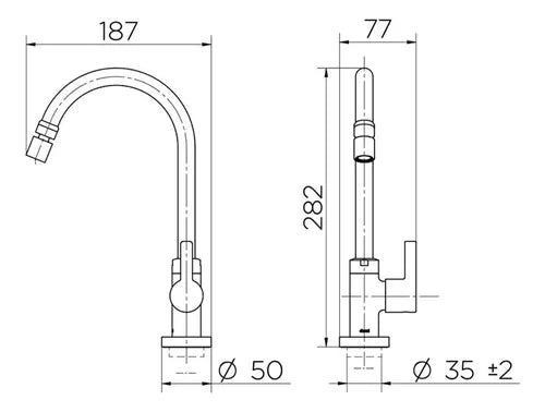 Torneria Para Cozinha Mesa Bica Alta Nova Chess - Docol