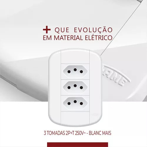 Tomadas 3 2P+T 20A/250V 3922 Blanc Mais - Fame