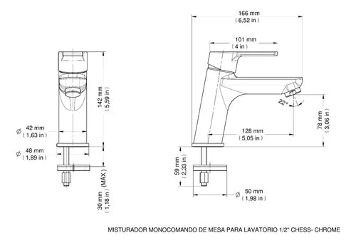 Misturador Monocomando Para Lavatódrio Mesa Chess 00934706 - Docol