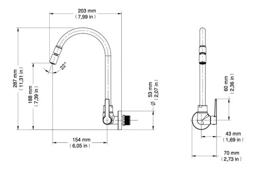 Torneira Para Cozinha Parede Bica Alta Gali - Docol