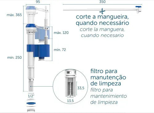 Mecanismo Entrada Universal Para Caixa Acoplada 340204 - Blukit