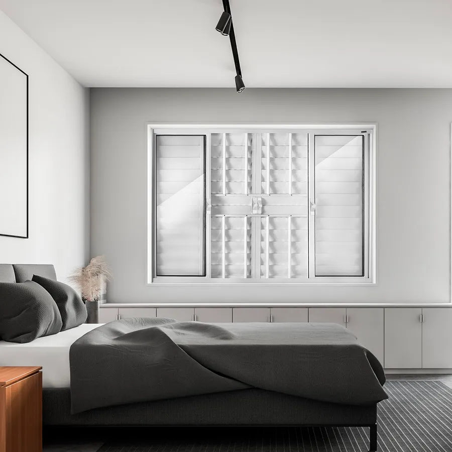 Janela Veneziana Aluminio 100x150 6 Folhas Sem Bascula e Com Grade 5611