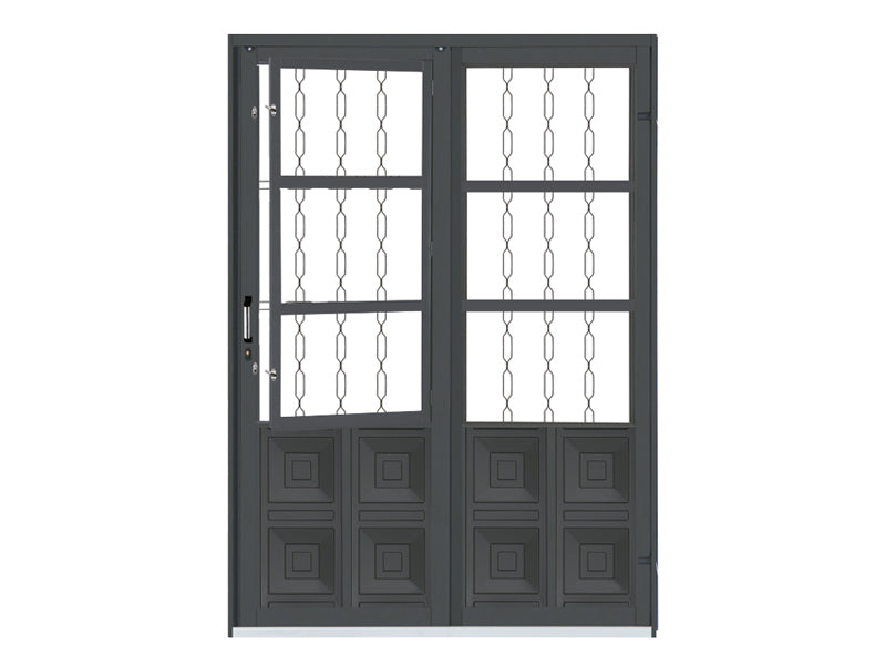 Porta Correr Plus Direita Com Grade Elo Com Postigo 210X154 - Vitralfer