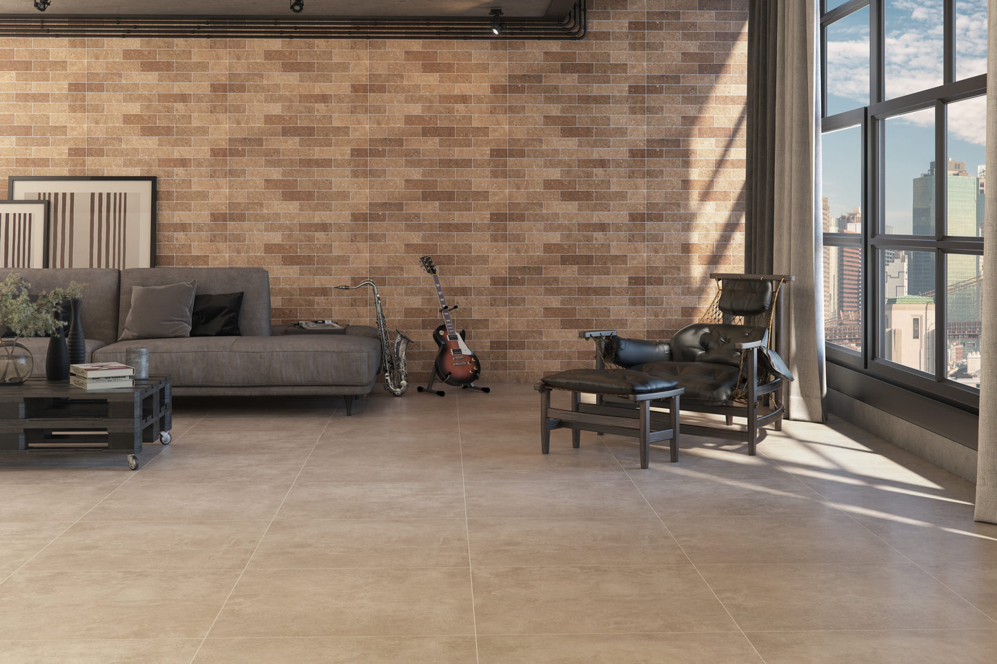 Piso Concret Bege 76x76 Acetinado - Embramaco