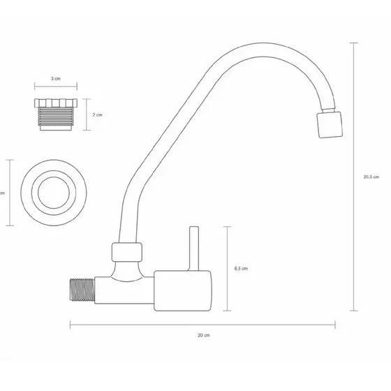 Torneira Para Pia Parede Bica Movel 162 1/2 C59 - Kelly