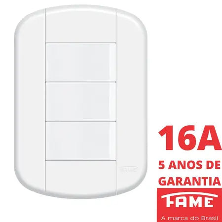 Interruptores 3 Simples 16A/250V 3912 Blanc Mais - Fame
