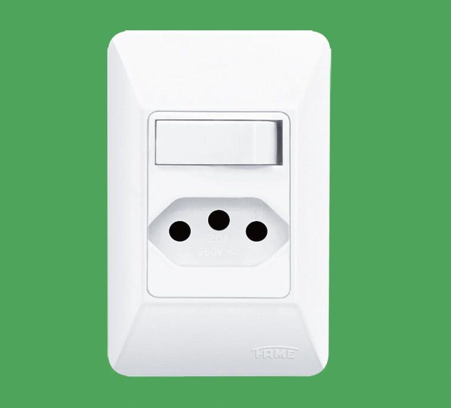 Interruptor Simples E Tomada 2P+T 10A/250V 1409 Sistema Externo - Fame