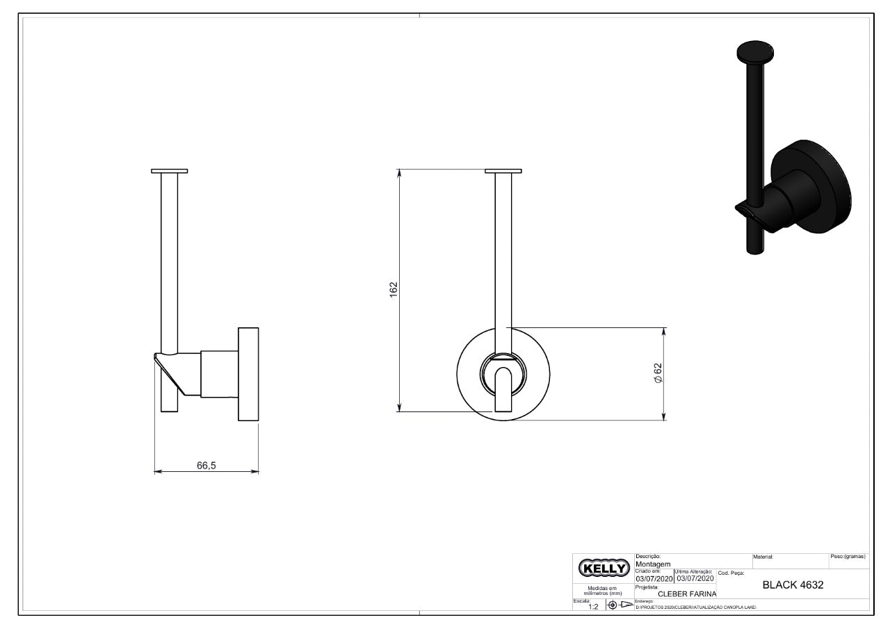 Papeleira Black 4632 BK - kelly