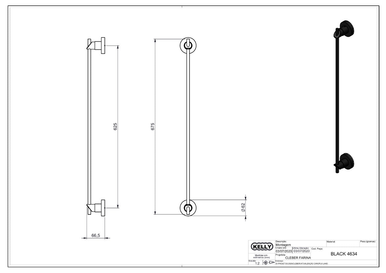 Porta Toalha De Banho Black 4634 - Kelly