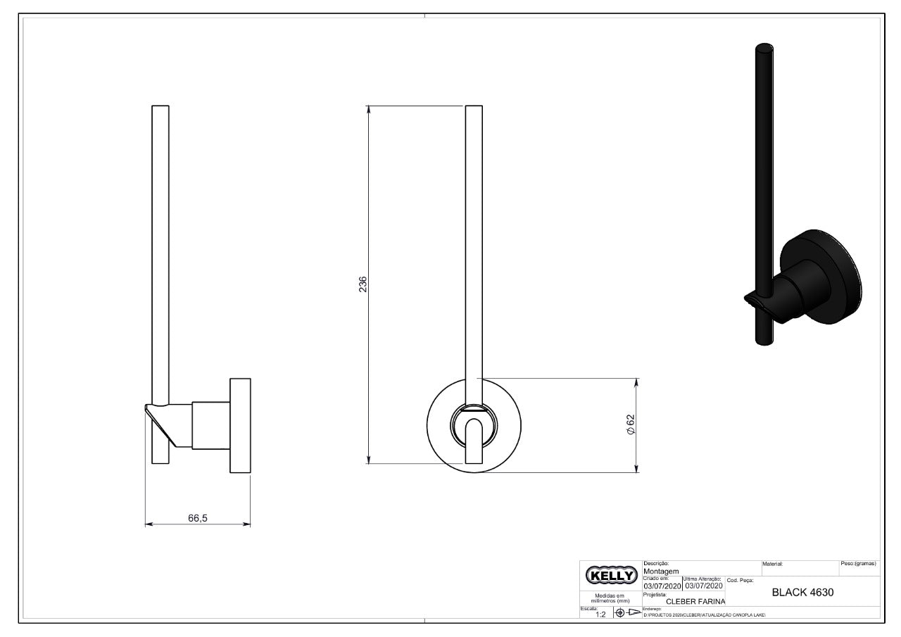 Porta Toalha Rosto Black 4630 - Kelly
