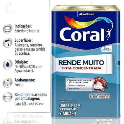 Tinta Rende Muito Tubarão Branco 16 Litros - Coral