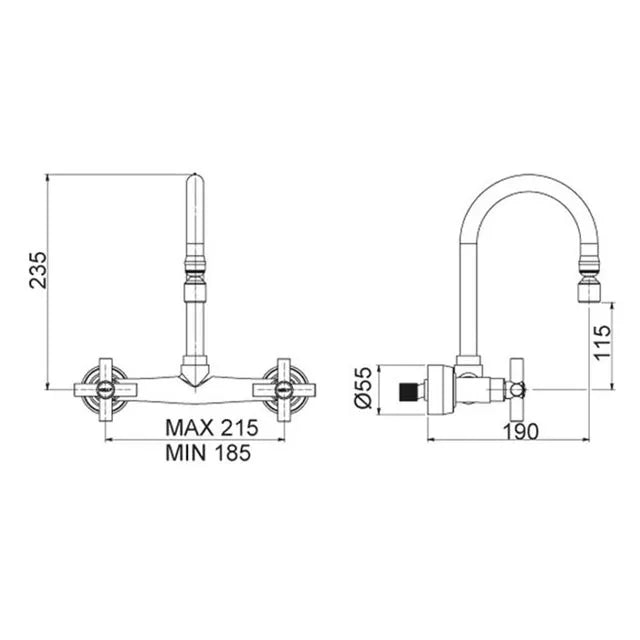 Misturador Para Cozinha Parede 3003 C59 1/2 1/4 Volta - Kelly
