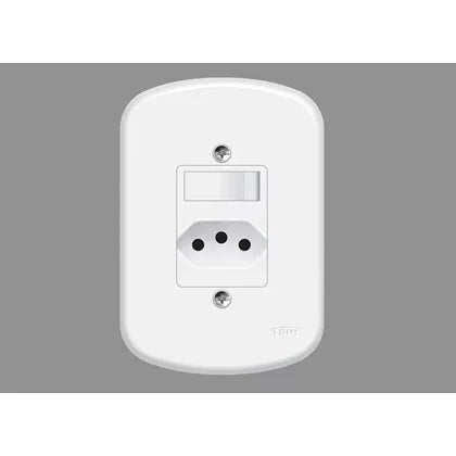 Interruptor Simples 16A/250V E Tomada 2P+T 20A /250V Distanciados 3925 Blanc Mais - Fame