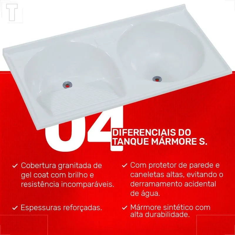 Tanque Fibra Sintética 138X69 N4 Pedra Clara -  AJ Rorato