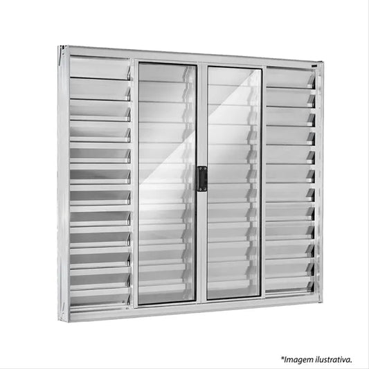 Janela Veneziana Aluminio Mugitec 100X120 6 folhas Sem basculante e sem grade 4408