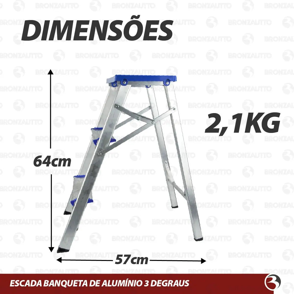 ESCADA BANQUETA 3 DEGRAUS COM TAMPA - REAL