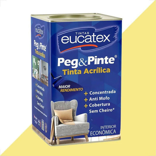 Tinta Acrílica Peg & Pinte 18L Amarelo Canário - Eucatex