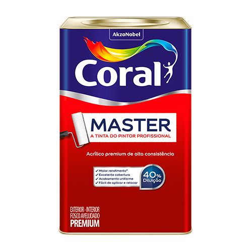 Tinta Acrílica Fosca Master Premium Interno e Externo 18L -Coral