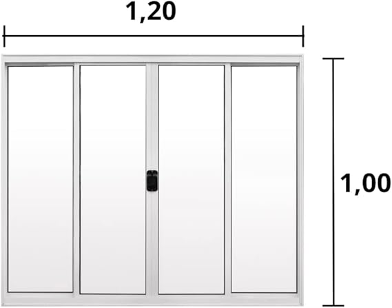 Janela de Correr Aluminio 4 folhas 100x120- Mugitec