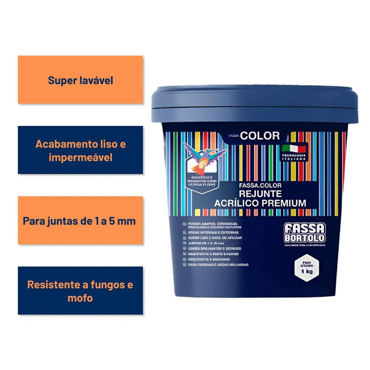 Rejunte Acrílico Premium Cinza Escuro 1Kg - Fassa Bortolo