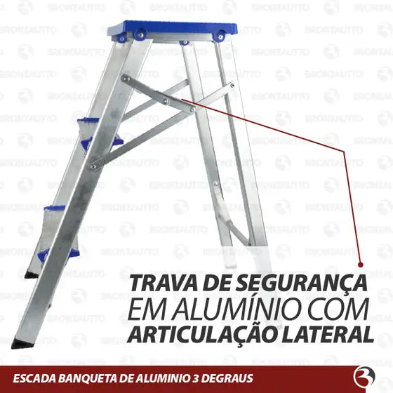 ESCADA BANQUETA 3 DEGRAUS COM TAMPA - REAL