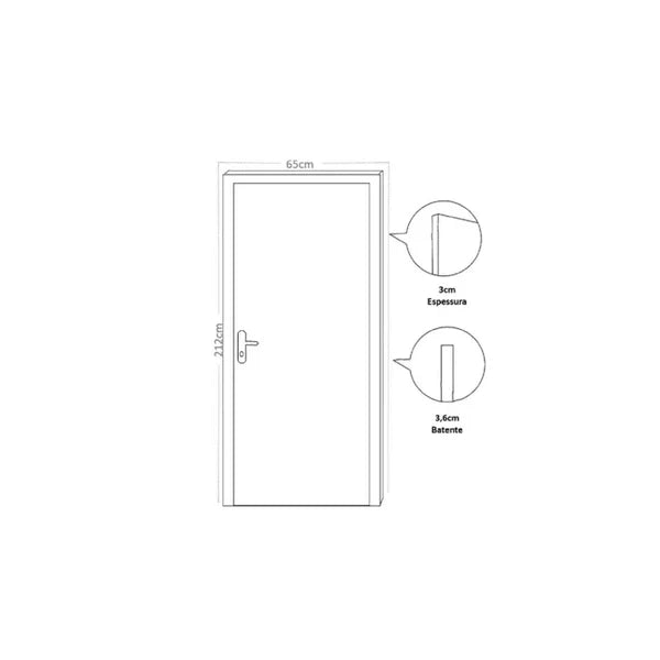 Porta Pronta 215x84 Esquerda Semi-Oca Batente Mdf Branco Com Alizar - Mgm