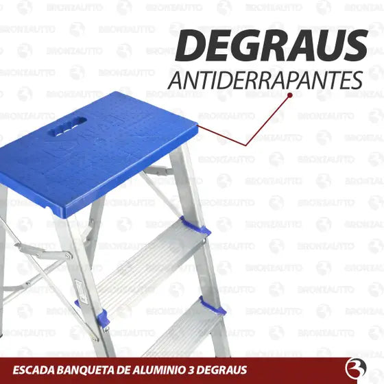ESCADA BANQUETA 3 DEGRAUS COM TAMPA - REAL